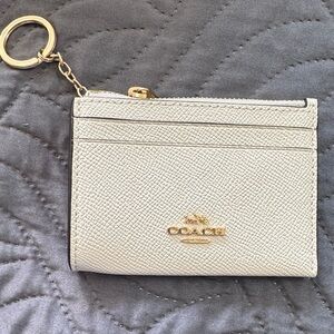 Coach Cream Card Holder with Gold Details